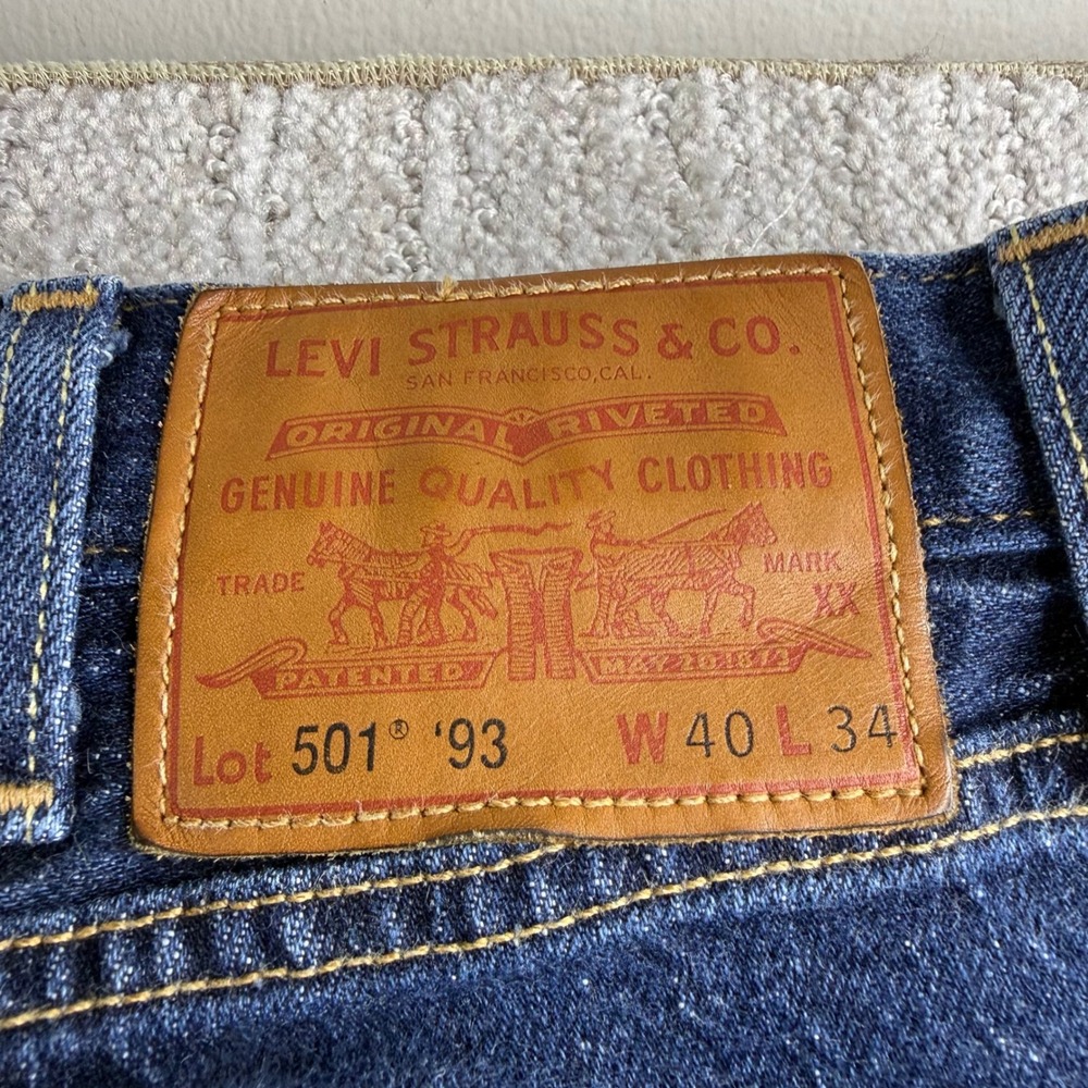 Levis Premium 501 XX Straight Leg Jeans Mens Size 40x34 Blue Denim - Picture 5 of 9